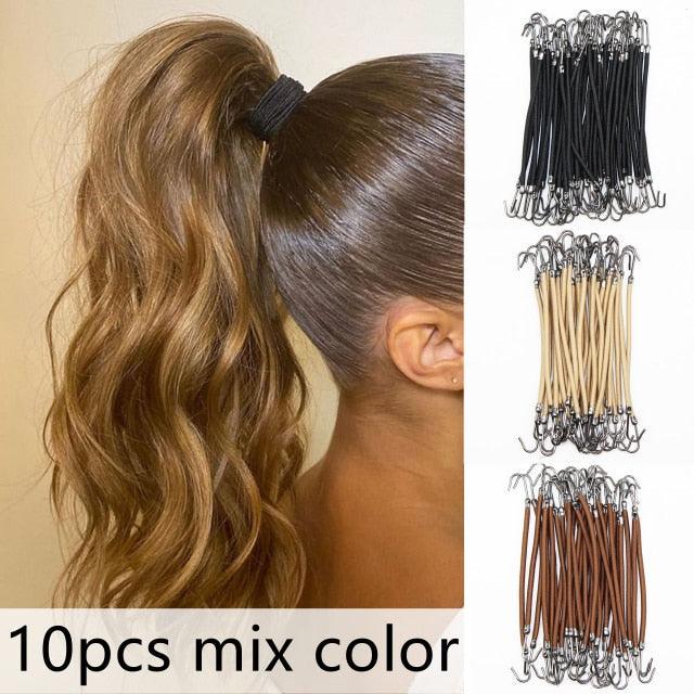 5/10pcs Ponytail Rubber Elastic Hook Hair Bands For Women Gum Hooks Hair Accessories Hair Ties Styling Tools Holder Bungee Bands Gorgeous Hair Accessories For Women