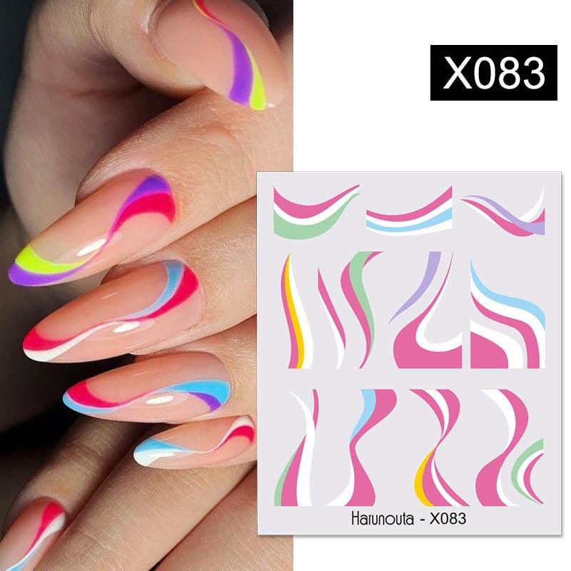 Geometry Line Stripe Nail Sticker Floral Butterfly Design Water Decals Slider Wraps Decoration Nail Art Accessories Water Transfer Nail Decals Sticker For Pretty Girl Self-Adhesive Nail Decals Designer Nail Stickers for Acrylic Decal Decoration