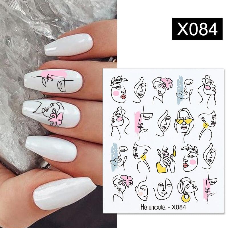 Geometry Line Stripe Nail Sticker Floral Butterfly Design Water Decals Slider Wraps Decoration Nail Art Accessories Water Transfer Nail Decals Sticker For Pretty Girl Self-Adhesive Nail Decals Designer Nail Stickers for Acrylic Decal Decoration