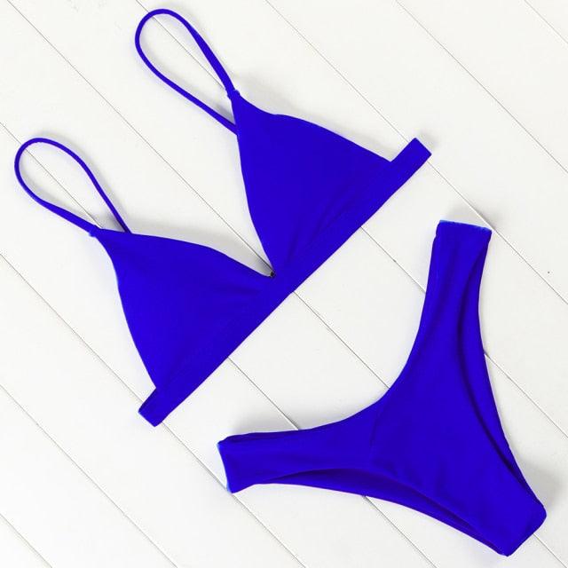 Bikini Swimwear Women Swimsuit Push Up Micro Bikinis Set Swimming Bathing Suit Beachwear Summer Thong Bottom Two Piece Bikini Double Shoulder Straps Cute Swimsuit Triangle Bathing  Bikini