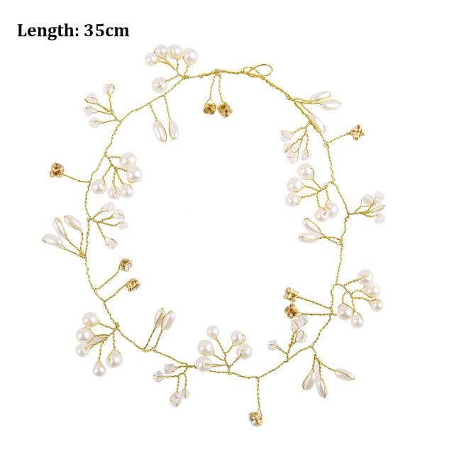 Crystal Pearl Bridal Tiaras Hairbands Hairpins Bridesmaid Diamante Hair Vine Accessories Wedding Jewelry 35cm Headwear Gorgeous Hair Accessories For Women