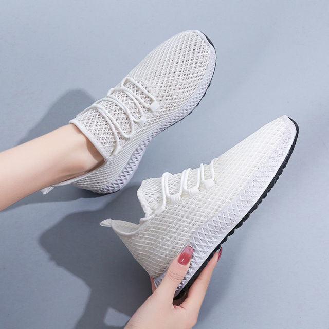 Women's Running Summer Woven Sports Sneakers Fashion Casual Shoe Breathable Mesh Walking Shoes Non Slip Lightweight Breathable Mesh Running Shoes Comfortable Design