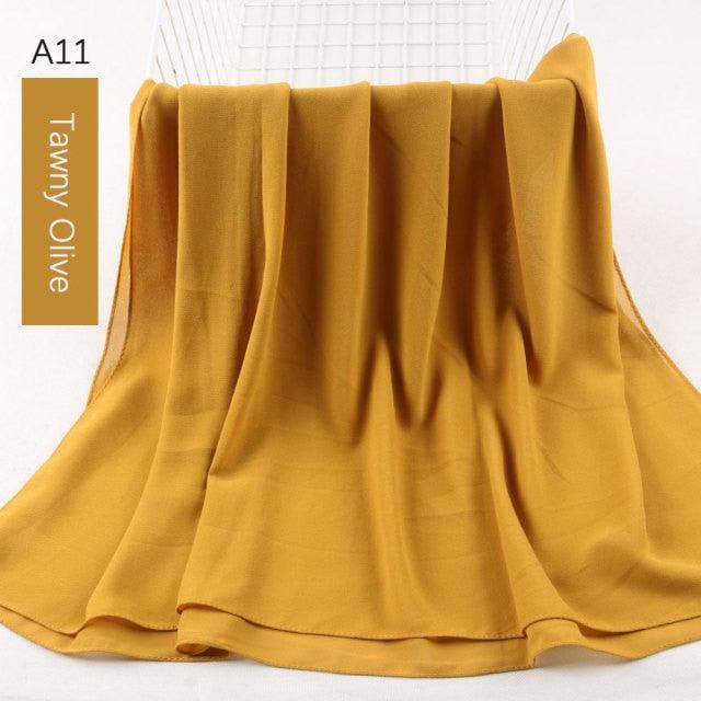 Fashion Soft Long Plain High Quality Premium Heavy Lightweight Elegant Chiffon Hijab Scarf  Scarves Hijabs Lightweight Islamic Head Wear Escharpe Shawls Long Shawls For Women