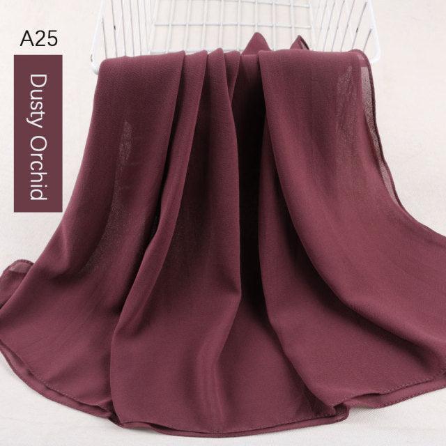 Fashion Soft Long Plain High Quality Premium Heavy Lightweight Elegant Chiffon Hijab Scarf  Scarves Hijabs Lightweight Islamic Head Wear Escharpe Shawls Long Shawls For Women