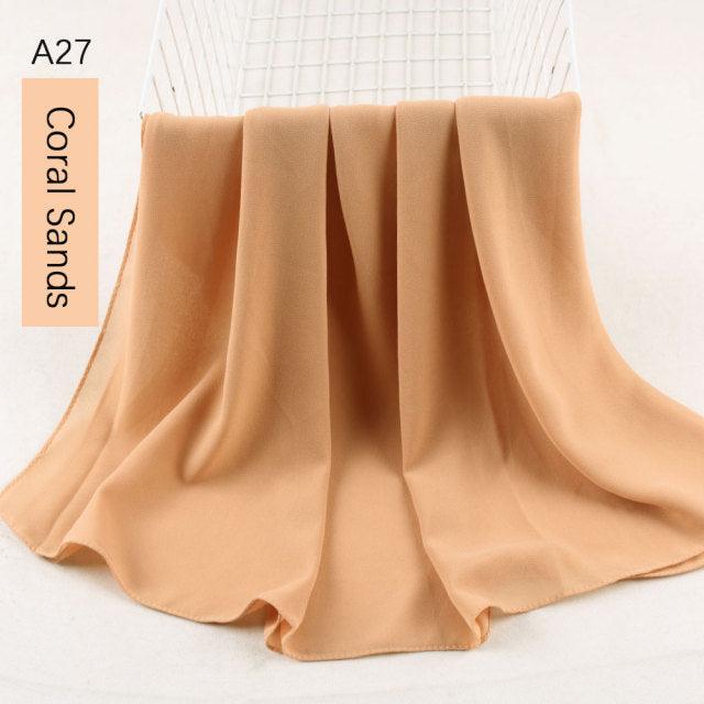 Fashion Soft Long Plain High Quality Premium Heavy Lightweight Elegant Chiffon Hijab Scarf  Scarves Hijabs Lightweight Islamic Head Wear Escharpe Shawls Long Shawls For Women