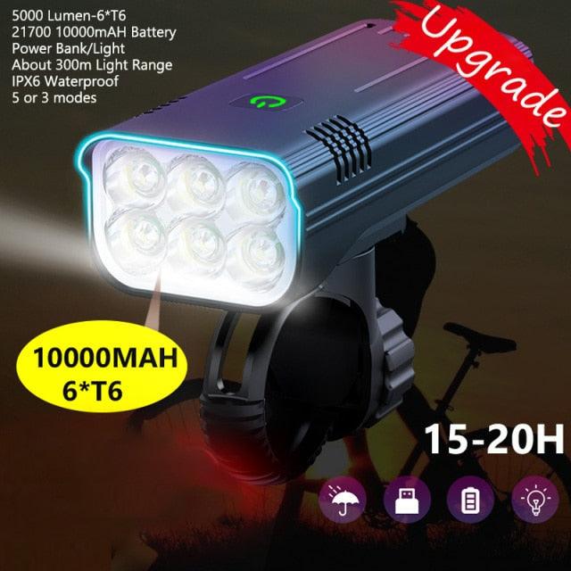 10000mAh Bike Light USB Rechargeable 5000 Lumens Bike Headlight LED Super Bright Front Lights And Back Rear Light Set For Night Riding Bicycle Lights Front And Back Rechargeable With 3 Modes