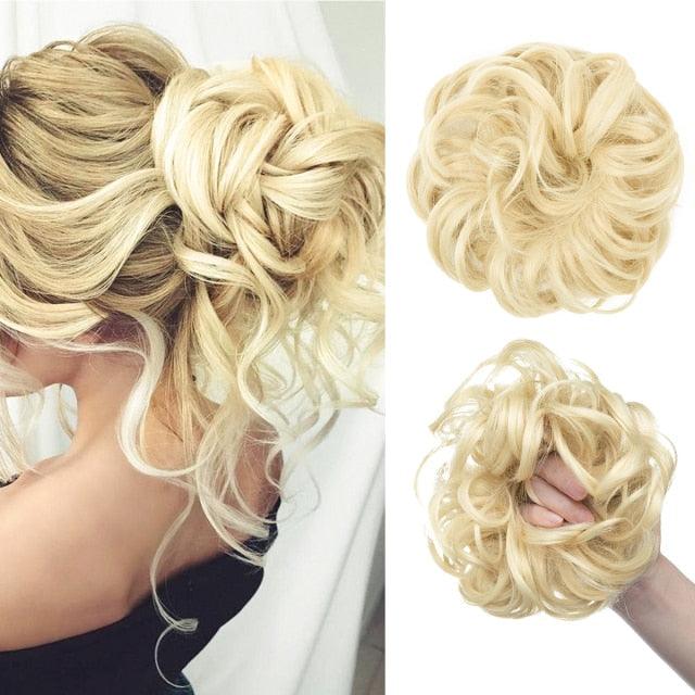 Hair Bun Extensions Messy Curly Elastic Hair Scrunchies Hairpieces Synthetic Chignon Donut Up-do Hair Pieces Clip in Hair Extension For Volumized Hair Buns For Girls