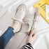 Womens New Spring Fashion Canvas Casual Flats Striped Vulcanize Fashion Style Sneakers Low-Cut Trainers Canvas Flat Sneakers Casual Slip On Canvas Comfortable Design