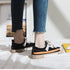 Womens New Spring Fashion Canvas Casual Flats Striped Vulcanize Fashion Style Sneakers Low-Cut Trainers Canvas Flat Sneakers Casual Slip On Canvas Comfortable Design