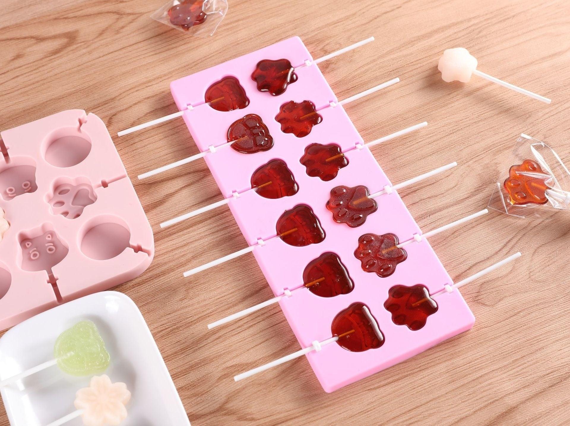 Silicone Lollipop Molds Chocolate And Candy Molds Cake Mold Variety Shapes Cake Pastry Decorating Form Silicone Bakeware Silicone Lollipop Mold Shape Of Swirl Heart Bunny Star Butterfly Little Bear Flower Sucker Molds Chocolate Hard Candy Molds