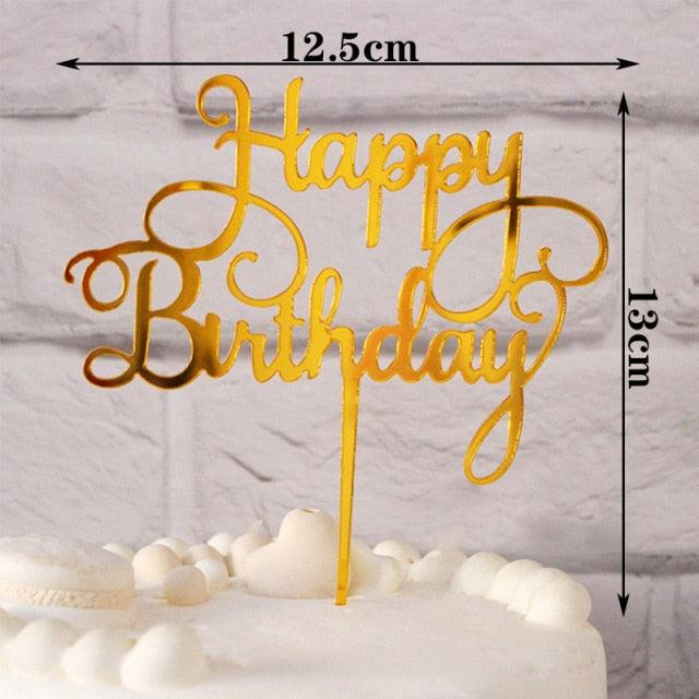 Happy Birthday Cake Topper Gold Cake Topper Acrylic Cake Topper Happy Birthday Cake Topper Cake Decoration Acrylic Letter Cake Toppers Party Supplies Happy Birthday Black Cake Decorations