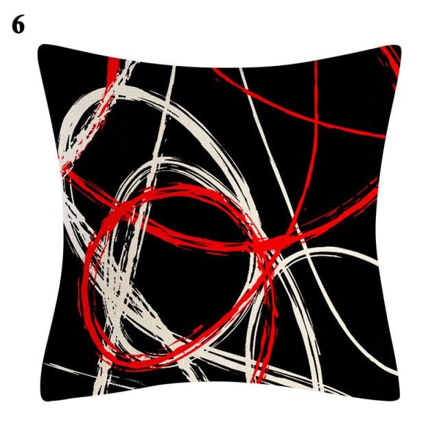 Red Abstract Cushion Cover Geometric Pillow Cases Sofa Decorative Modern Abstract Painting Pillow Case Beautiful Cushion Covers  Fashion Pillowcase Pillow Cover