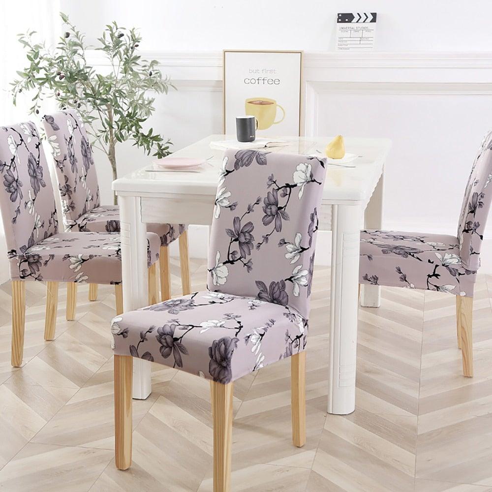 New Chair Covers Spandex Stretch Chair Covers Dining Slipcover Decorative Chair Cover floral For Kitchen Wedding Banquet Hotel Stretch Armless Chair Slipcover for Dining Room Seat Cushion, Spandex Kitchen Parson Chair Protector Cover, Removable & Washable