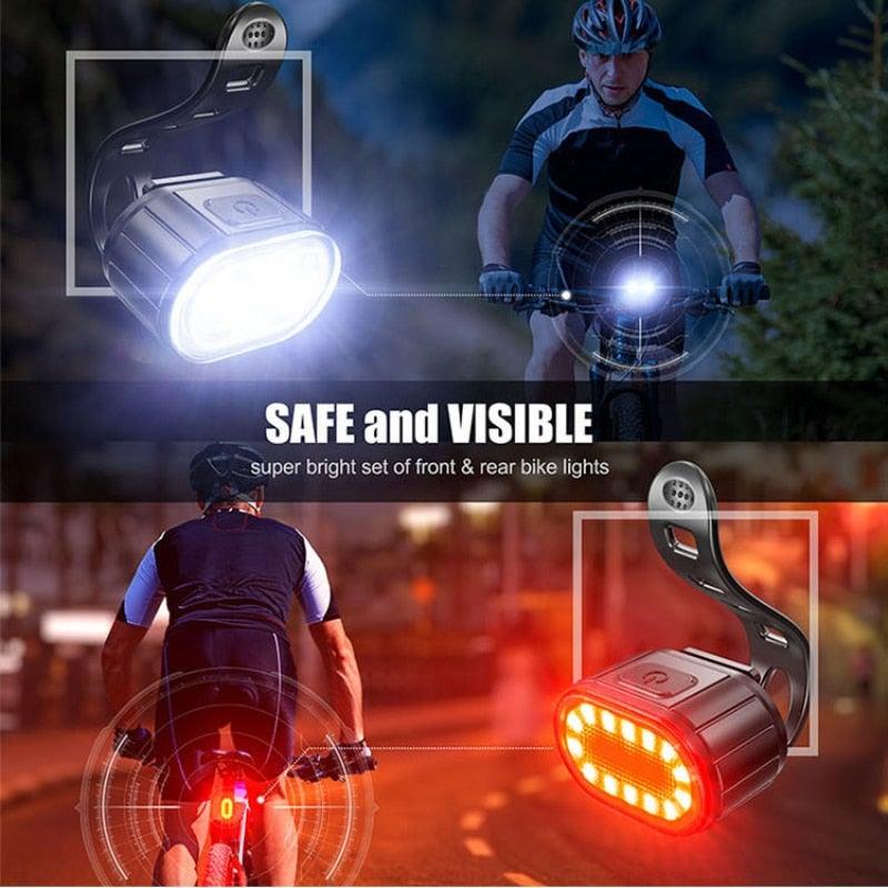 4 Modes 350mAh USB Road Bicycle Headlight Rechargeable Cycling Taillight LED Bike Front Light Head Lamp Ultra Bright Front And Back Rear Bicycle Light Combo IPX4 Waterproof Mountain Road Helmet Cycle Headlight And Taillight Set