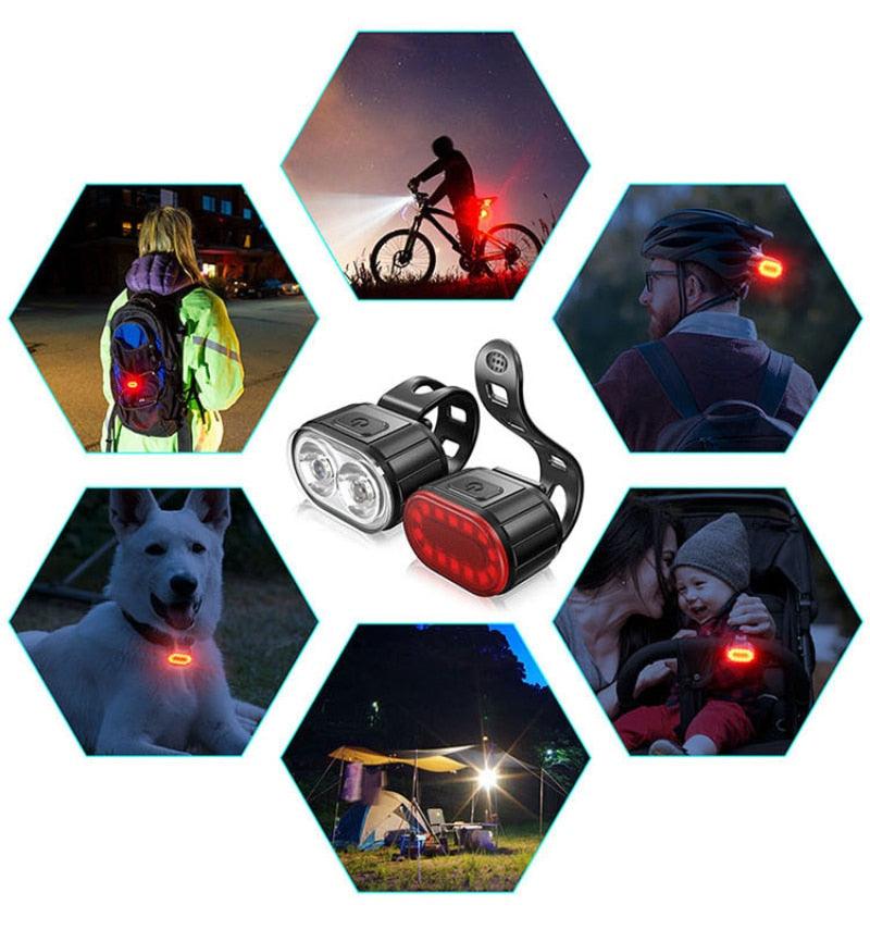 4 Modes 350mAh USB Road Bicycle Headlight Rechargeable Cycling Taillight LED Bike Front Light Head Lamp Ultra Bright Front And Back Rear Bicycle Light Combo IPX4 Waterproof Mountain Road Helmet Cycle Headlight And Taillight Set