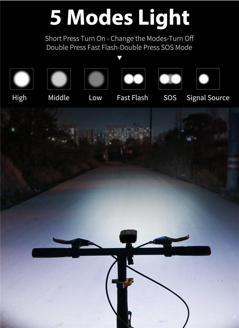 Front Bicycle Light USB Rechargeable LED Bike Light Waterproof Cycling Headlight Climbing Safety Flashlight Lamps Bike Light Super Bright Bicycle Light Easy To Install Fits All Bikes Headlights With Modes