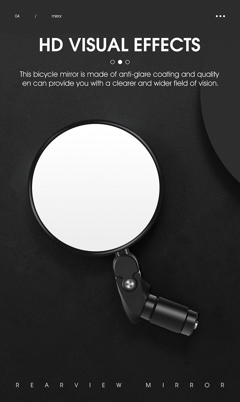 Adjustable Rotation Bike Rearview Mirror Cycling Rear View Road Bicycle Handlebar Mirrors Convex Mirror With 360˚Adjustable Handlebar Installation For Mountain Road Bike Electric Bicycle Accessories