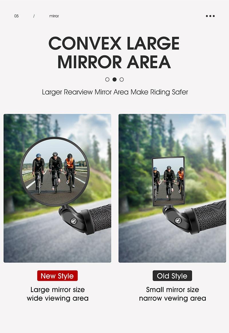 Adjustable Rotation Bike Rearview Mirror Cycling Rear View Road Bicycle Handlebar Mirrors Convex Mirror With 360˚Adjustable Handlebar Installation For Mountain Road Bike Electric Bicycle Accessories