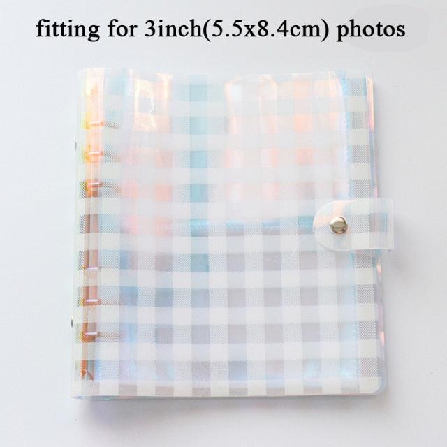 100/200 Pockets Photo Album 3/5 inches Mini Picture Case Name Card Storage Collect Book Photocard Shiny Clear 6-Ring Binder Cover Refillable Notebook Photo Album