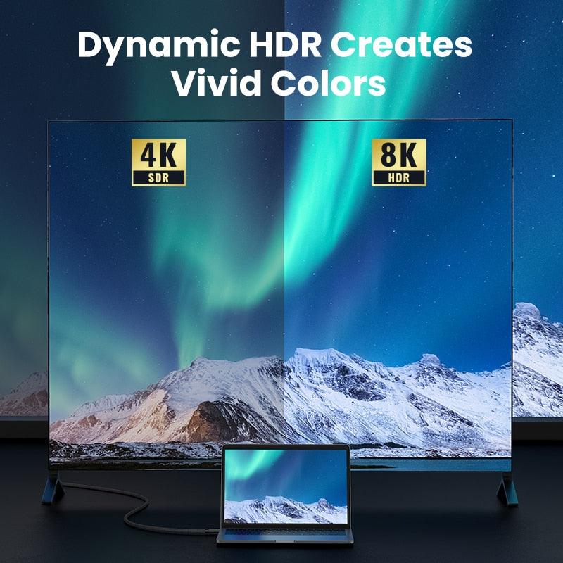 HDMI 2.1 Cable Ultra High Speed 8K60Hz 4K120Hz HDMI Splitter Cable 48Gbps Ultra High Speed 4K 120Hz Braided HDMI Cable Dynamic HDR Vision HDR 10 Compatible With UHD TV Laptop