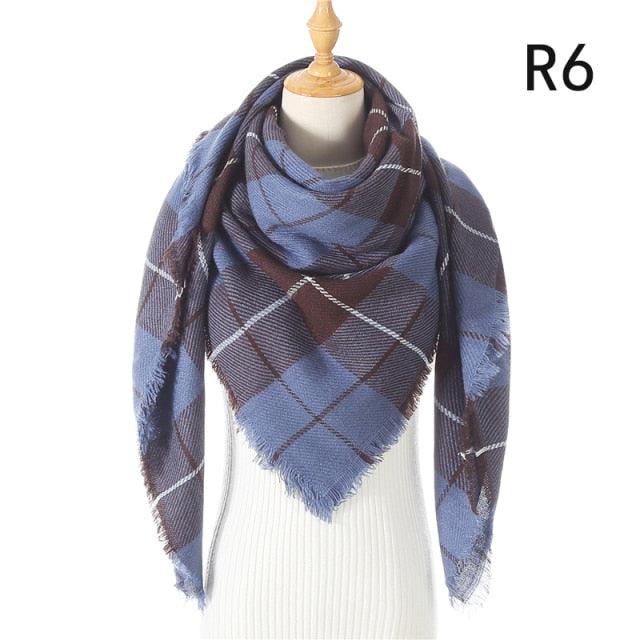 Winter Warm Soft Bandana Plaid Warm Headwear Triangle Scarves Scarf Cashmere Scarf Knit Wraps Shawls Hijabs Shawls Escharpe Elegant Cashmere Scarf Head Wrap Bandana Blanket Shawls Wraps For Female