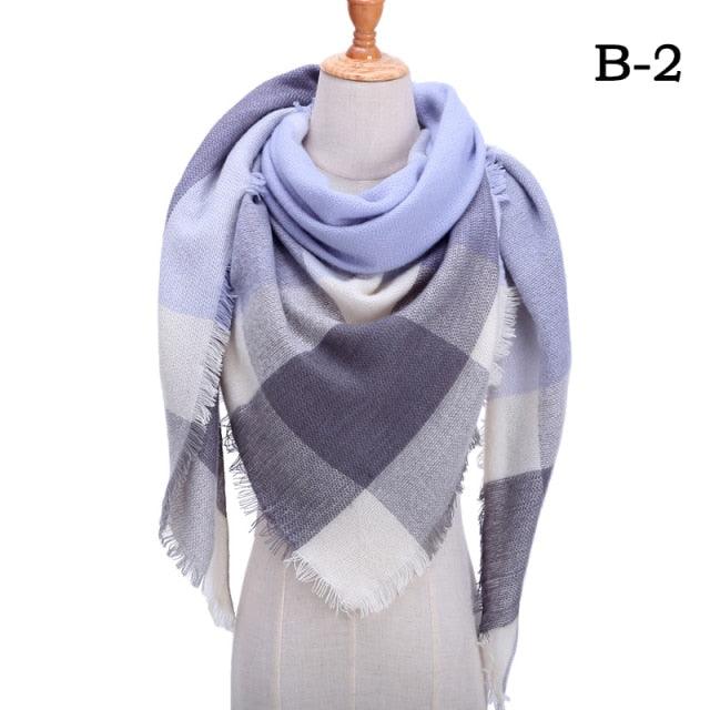 Winter Warm Soft Bandana Plaid Warm Headwear Triangle Scarves Scarf Cashmere Scarf Knit Wraps Shawls Hijabs Shawls Escharpe Elegant Cashmere Scarf Head Wrap Bandana Blanket Shawls Wraps For Female