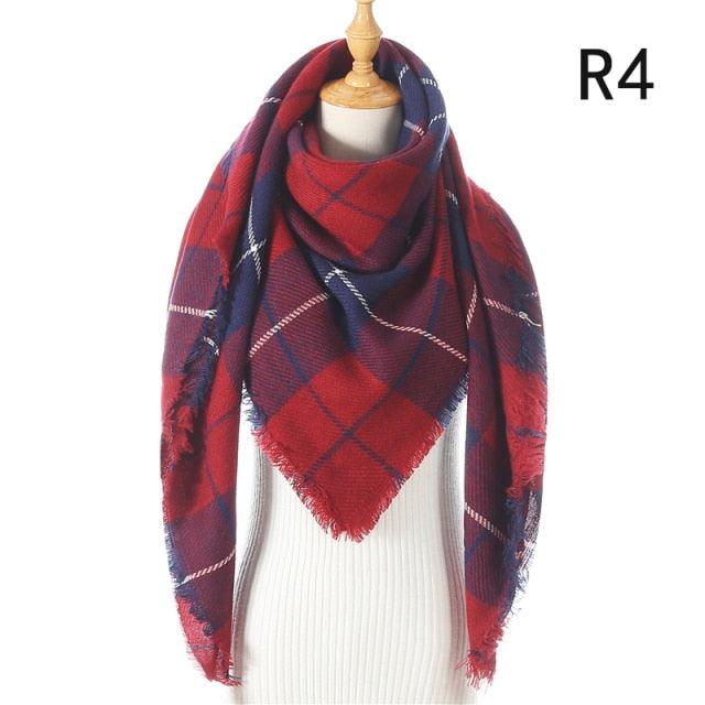 Winter Warm Soft Bandana Plaid Warm Headwear Triangle Scarves Scarf Cashmere Scarf Knit Wraps Shawls Hijabs Shawls Escharpe Elegant Cashmere Scarf Head Wrap Bandana Blanket Shawls Wraps For Female