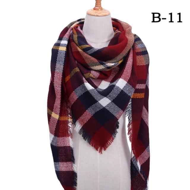 Winter Warm Soft Bandana Plaid Warm Headwear Triangle Scarves Scarf Cashmere Scarf Knit Wraps Shawls Hijabs Shawls Escharpe Elegant Cashmere Scarf Head Wrap Bandana Blanket Shawls Wraps For Female