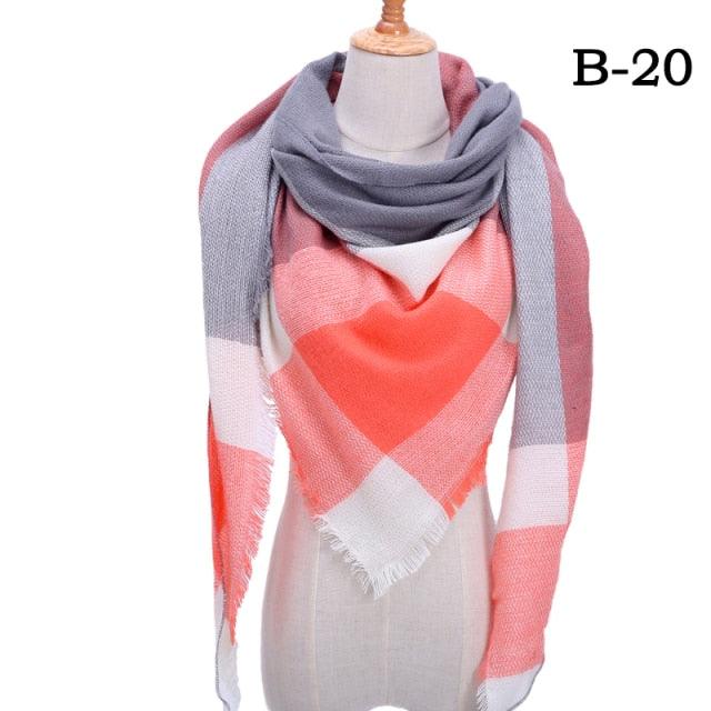 Winter Warm Soft Bandana Plaid Warm Headwear Triangle Scarves Scarf Cashmere Scarf Knit Wraps Shawls Hijabs Shawls Escharpe Elegant Cashmere Scarf Head Wrap Bandana Blanket Shawls Wraps For Female