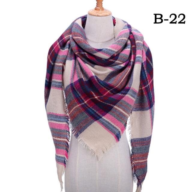 Winter Warm Soft Bandana Plaid Warm Headwear Triangle Scarves Scarf Cashmere Scarf Knit Wraps Shawls Hijabs Shawls Escharpe Elegant Cashmere Scarf Head Wrap Bandana Blanket Shawls Wraps For Female