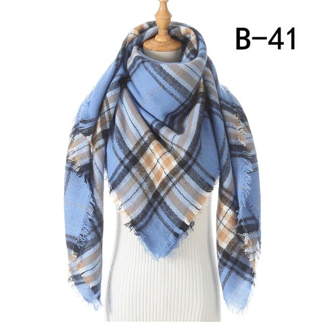 Winter Warm Soft Bandana Plaid Warm Headwear Triangle Scarves Scarf Cashmere Scarf Knit Wraps Shawls Hijabs Shawls Escharpe Elegant Cashmere Scarf Head Wrap Bandana Blanket Shawls Wraps For Female