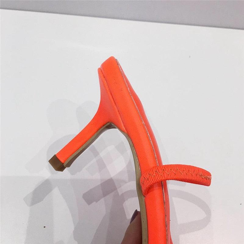 Colorful Women Sandals Slides Slippers Square Open Toe Slip On Thin Mid Heels Pumps Casual Narrow Band Open Toe Sandals Flip Flops Slip On Fashion Dress Heels Back High Heel Slide Slipper