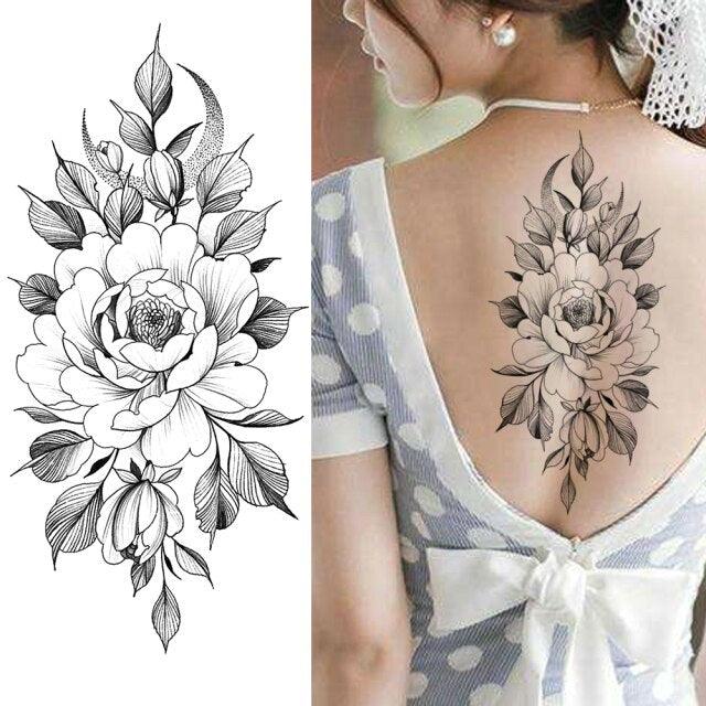 Realistic Sketches Black Flowers Temporary Waterproof Flower Tattoos Modern Body Arm Drawing For Womens - STEVVEX Beauty - 103, Arm Tattoo, Beauty, Big Flowers Tattoo, Big Tattoo, Black Tattoos, Body Tattoo, Fashion Tattoo, Flower Tattoo, Lavender Tattoo, Leg Tattoo, Luxury Tattoo, Modern Tatoos, Modern Tattoo, Realistic Tattoo, Sketch Tattoo, Stylish Tattoo, Tattoo - Stevvex.com