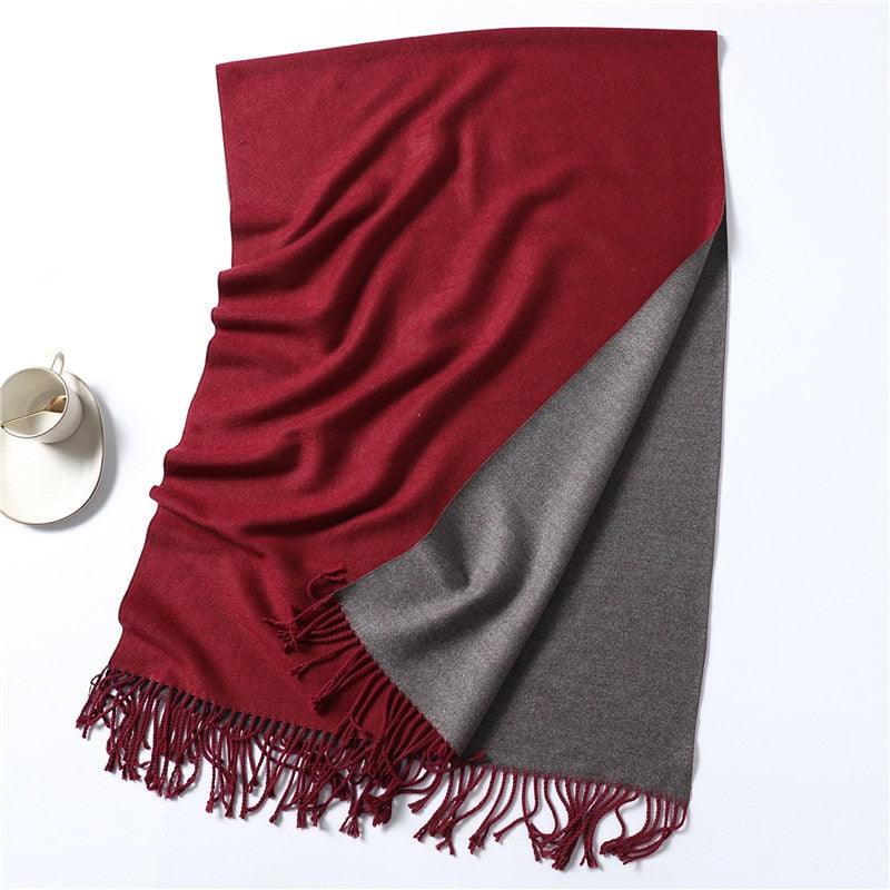 New Fashion Winter Soft Thick Warm Colorful Cashmere Scarf Elegant Escharpe Shawls Scarf Shawls Wraps Lightweight Lady Solid Scarves Fashion Tassels Blanket For Women