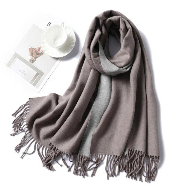 New Fashion Winter Soft Thick Warm Colorful Cashmere Scarf Elegant Escharpe Shawls Scarf Shawls Wraps Lightweight Lady Solid Scarves Fashion Tassels Blanket For Women