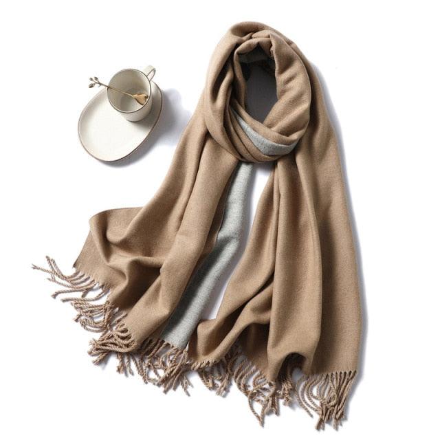 New Fashion Winter Soft Thick Warm Colorful Cashmere Scarf Elegant Escharpe Shawls Scarf Shawls Wraps Lightweight Lady Solid Scarves Fashion Tassels Blanket For Women