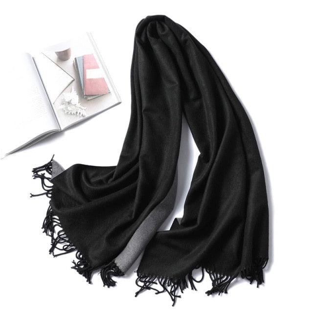 New Fashion Winter Soft Thick Warm Colorful Cashmere Scarf Elegant Escharpe Shawls Scarf Shawls Wraps Lightweight Lady Solid Scarves Fashion Tassels Blanket For Women