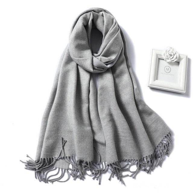 New Fashion Winter Soft Thick Warm Colorful Cashmere Scarf Elegant Escharpe Shawls Scarf Shawls Wraps Lightweight Lady Solid Scarves Fashion Tassels Blanket For Women