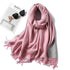 New Fashion Winter Soft Thick Warm Colorful Cashmere Scarf Elegant Escharpe Shawls Scarf Shawls Wraps Lightweight Lady Solid Scarves Fashion Tassels Blanket For Women