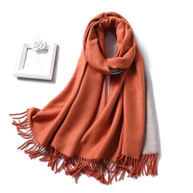 New Fashion Winter Soft Thick Warm Colorful Cashmere Scarf Elegant Escharpe Shawls Scarf Shawls Wraps Lightweight Lady Solid Scarves Fashion Tassels Blanket For Women