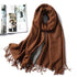 New Fashion Winter Soft Thick Warm Colorful Cashmere Scarf Elegant Escharpe Shawls Scarf Shawls Wraps Lightweight Lady Solid Scarves Fashion Tassels Blanket For Women