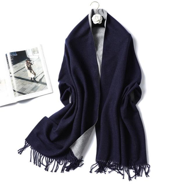 New Fashion Winter Soft Thick Warm Colorful Cashmere Scarf Elegant Escharpe Shawls Scarf Shawls Wraps Lightweight Lady Solid Scarves Fashion Tassels Blanket For Women