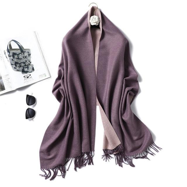 New Fashion Winter Soft Thick Warm Colorful Cashmere Scarf Elegant Escharpe Shawls Scarf Shawls Wraps Lightweight Lady Solid Scarves Fashion Tassels Blanket For Women