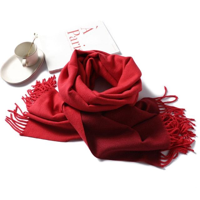 New Fashion Winter Soft Thick Warm Colorful Cashmere Scarf Elegant Escharpe Shawls Scarf Shawls Wraps Lightweight Lady Solid Scarves Fashion Tassels Blanket For Women