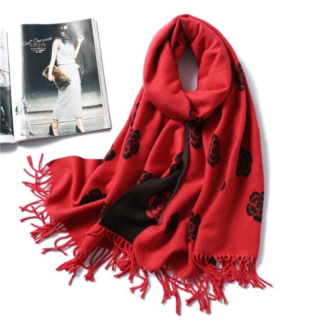 New Fashion Winter Soft Thick Warm Colorful Cashmere Scarf Elegant Escharpe Shawls Scarf Shawls Wraps Lightweight Lady Solid Scarves Fashion Tassels Blanket For Women