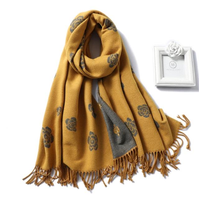 New Fashion Winter Soft Thick Warm Colorful Cashmere Scarf Elegant Escharpe Shawls Scarf Shawls Wraps Lightweight Lady Solid Scarves Fashion Tassels Blanket For Women