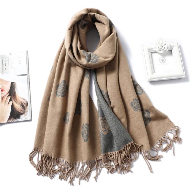 New Fashion Winter Soft Thick Warm Colorful Cashmere Scarf Elegant Escharpe Shawls Scarf Shawls Wraps Lightweight Lady Solid Scarves Fashion Tassels Blanket For Women