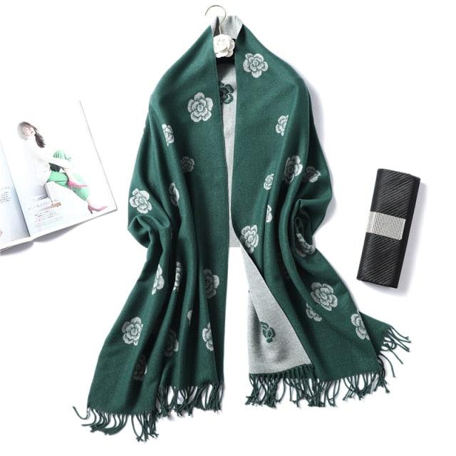 New Fashion Winter Soft Thick Warm Colorful Cashmere Scarf Elegant Escharpe Shawls Scarf Shawls Wraps Lightweight Lady Solid Scarves Fashion Tassels Blanket For Women