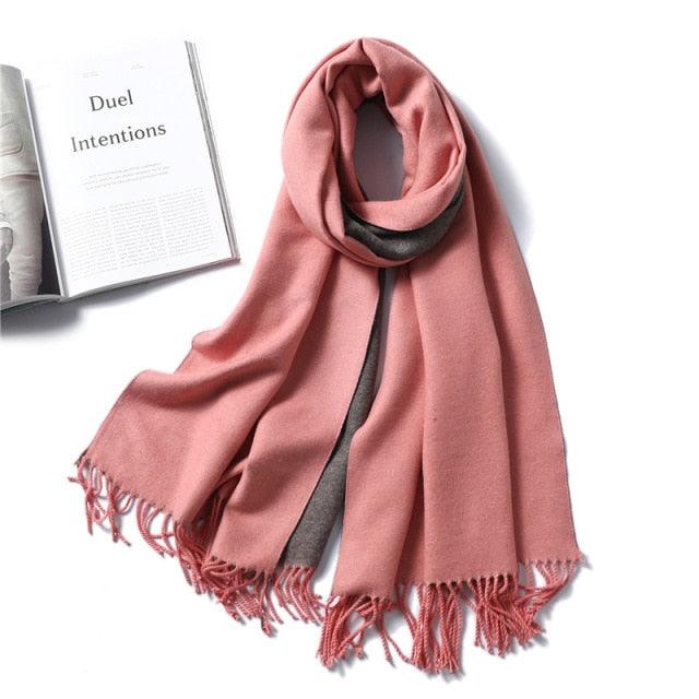 New Fashion Winter Soft Thick Warm Colorful Cashmere Scarf Elegant Escharpe Shawls Scarf Shawls Wraps Lightweight Lady Solid Scarves Fashion Tassels Blanket For Women