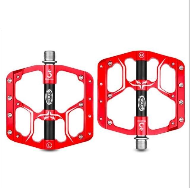 Wide Flat Mountain Road Cycling Bicycle Bike Pedal 3 Sealed Bearings 9/16 in Aluminum With Removable Antiskid Cleats Mountain Bike Pedal Platform Flat Bicycle Pedals Aluminum Alloy Non-Slip Metal Bike Pedals With 3 Bearings For Road